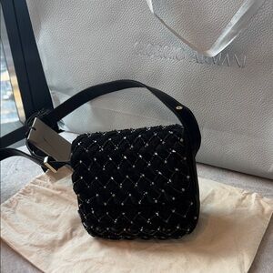 Giorgio Armani Black Woven Crossbody Bag
